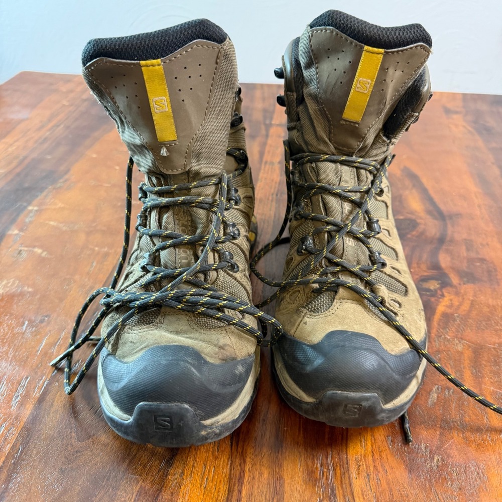 Salomon Quest 4D 2 GTX Hiking Boots Mens 8.5 Burnt Olive Brown Waterproof 401518